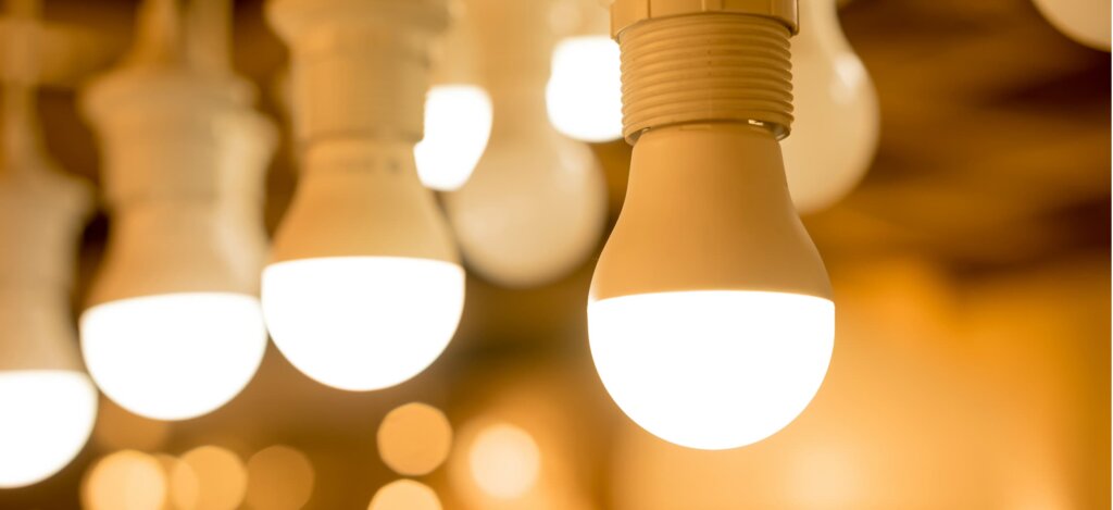 Close up shot of LED lightbulbs.