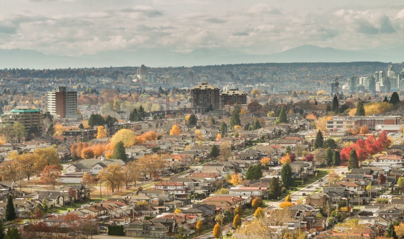 Vue scénique de la grande réhgion métropolitaine de Vancouver