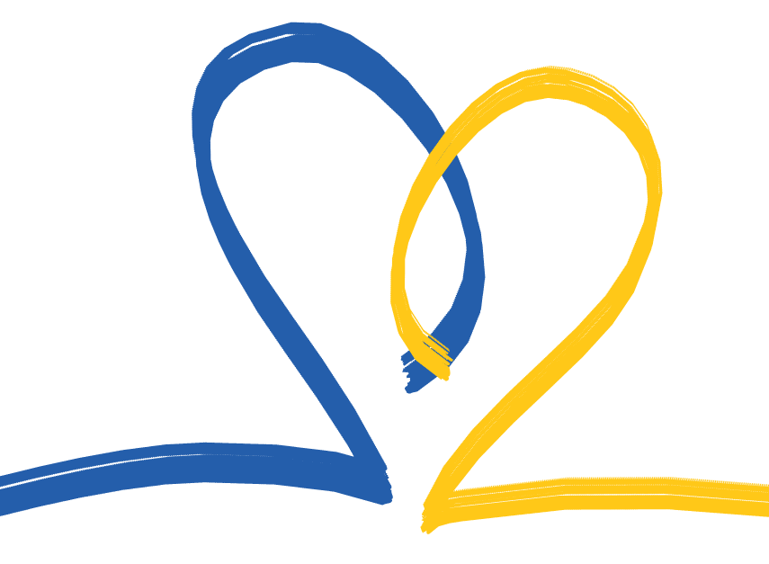 Coeur dessiné dans les couleurs du drapeau ukrainien